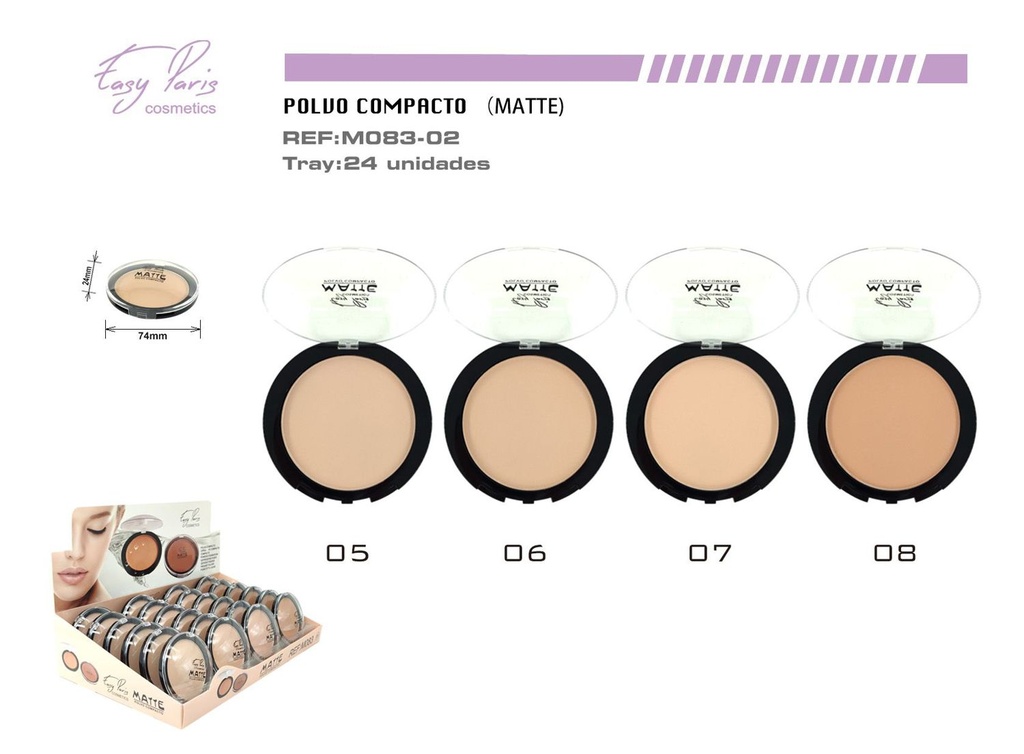 Maquillaje compacto mate waterproof 24/u - Base de maquillaje en polvo