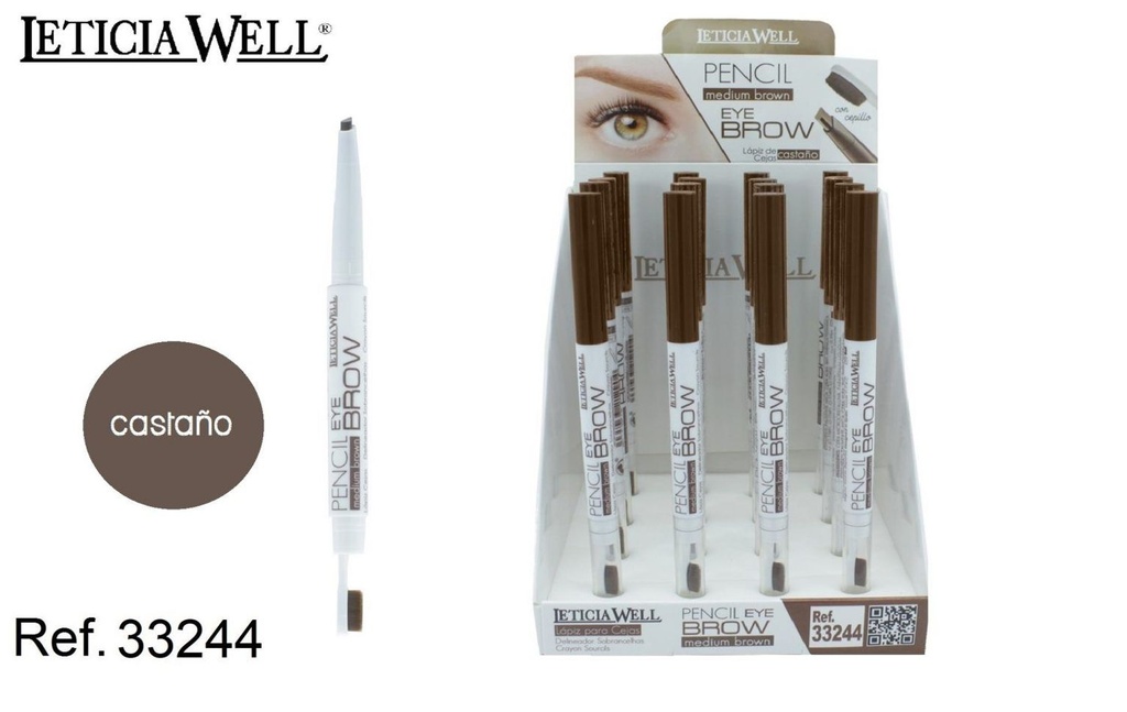 Lápiz de cejas con cepillo Castaña 16/U - Herramientas para cejas y maquillaje
