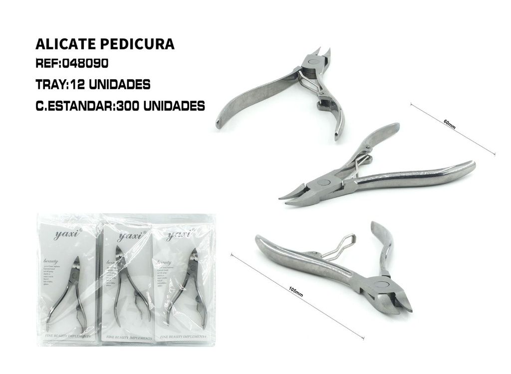 Cortaúñas pedicura acero 12/U - Utensilios de pedicura