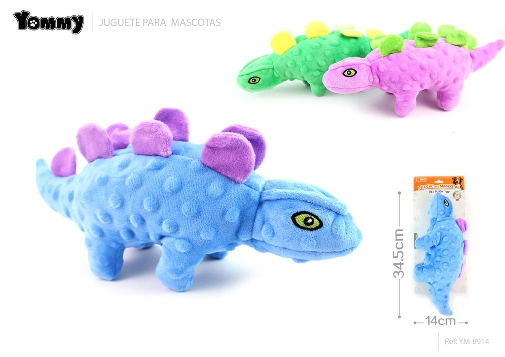 Juguete de peluche en forma de dinosaurio, tamaño 34.5*14*9 cm - Juguetes para mascotas