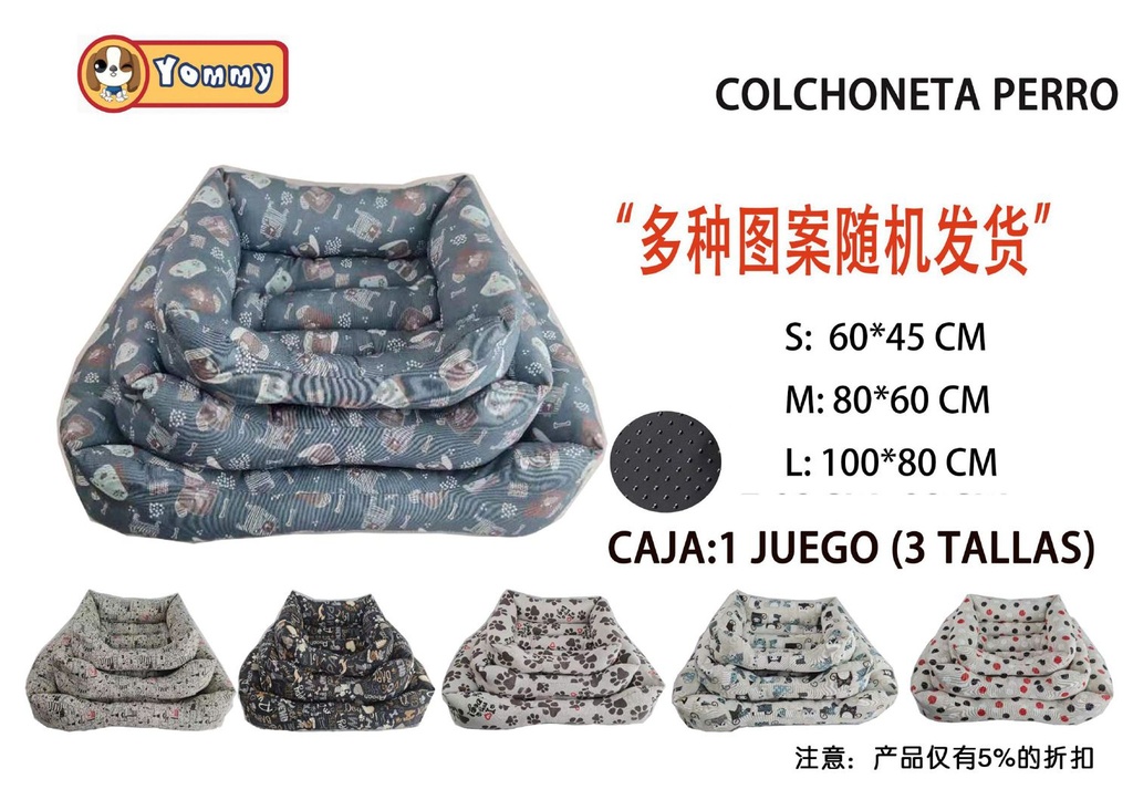 Cuna antideslizante para perros de tres piezas con diseño floral YD-57947 - Accesorios para perros