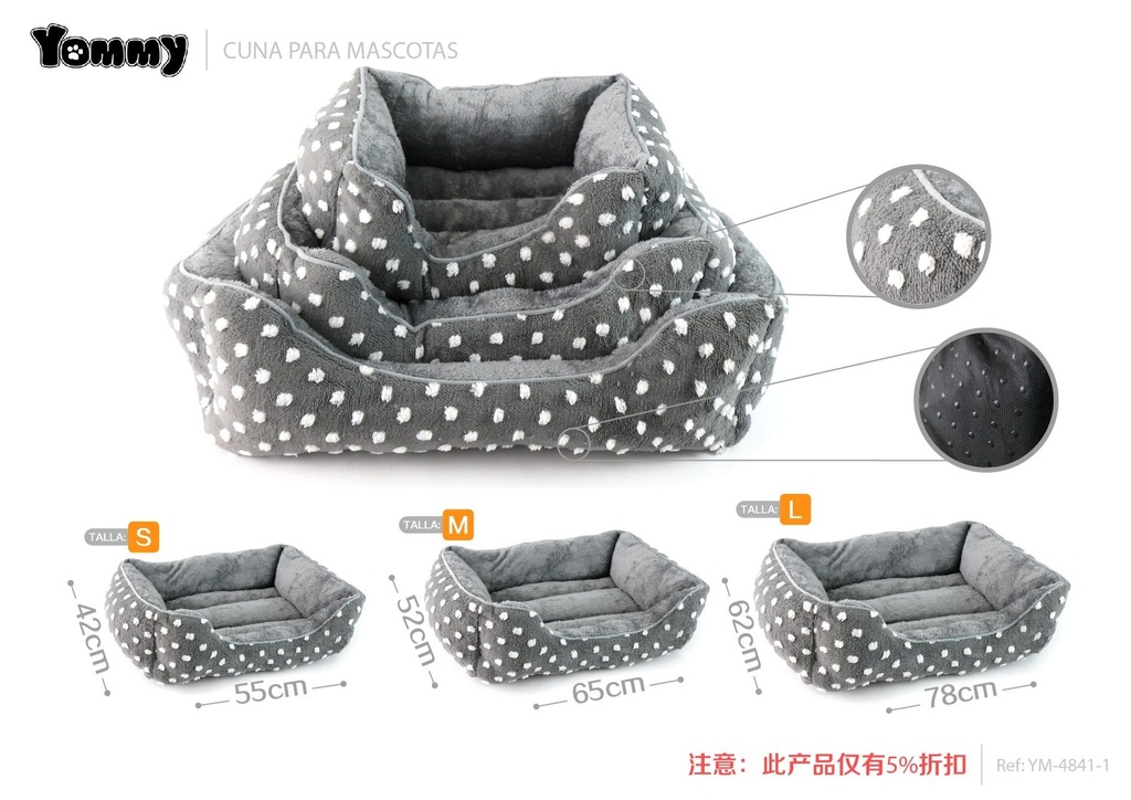 Cuna de mascota (juego de 3 piezas) gris - Accesorios para mascotas