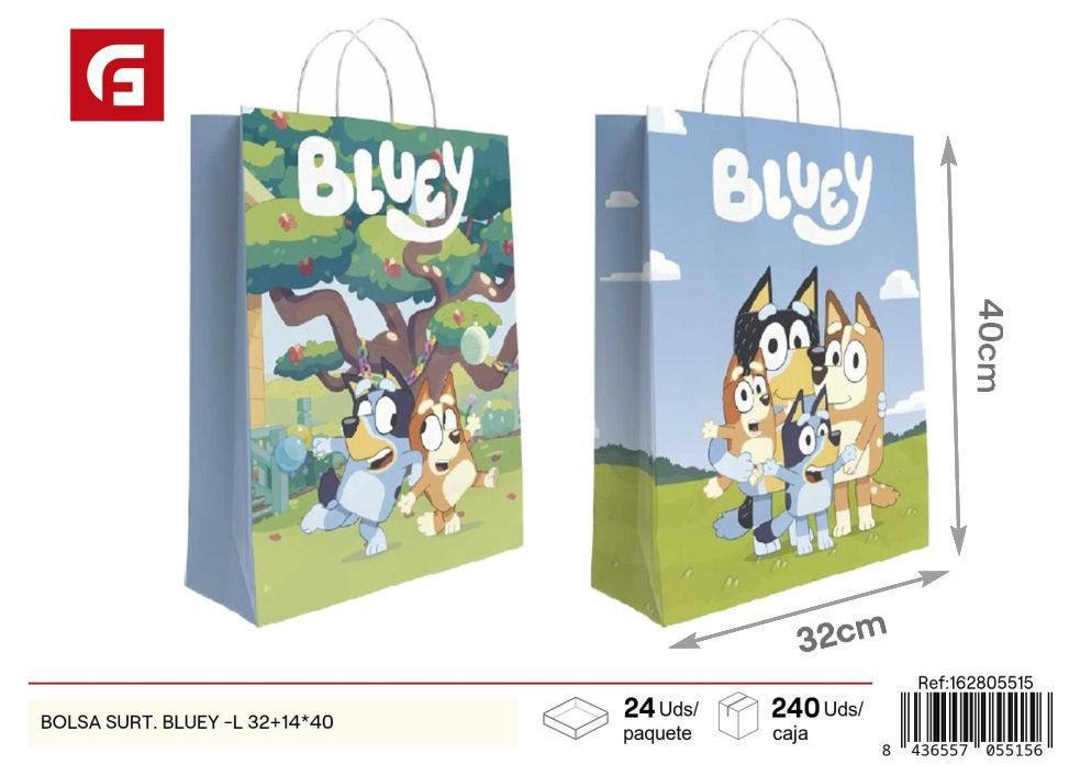 Bolsa surtida Bluey L 32+14*40cm - Materiales para regalo
