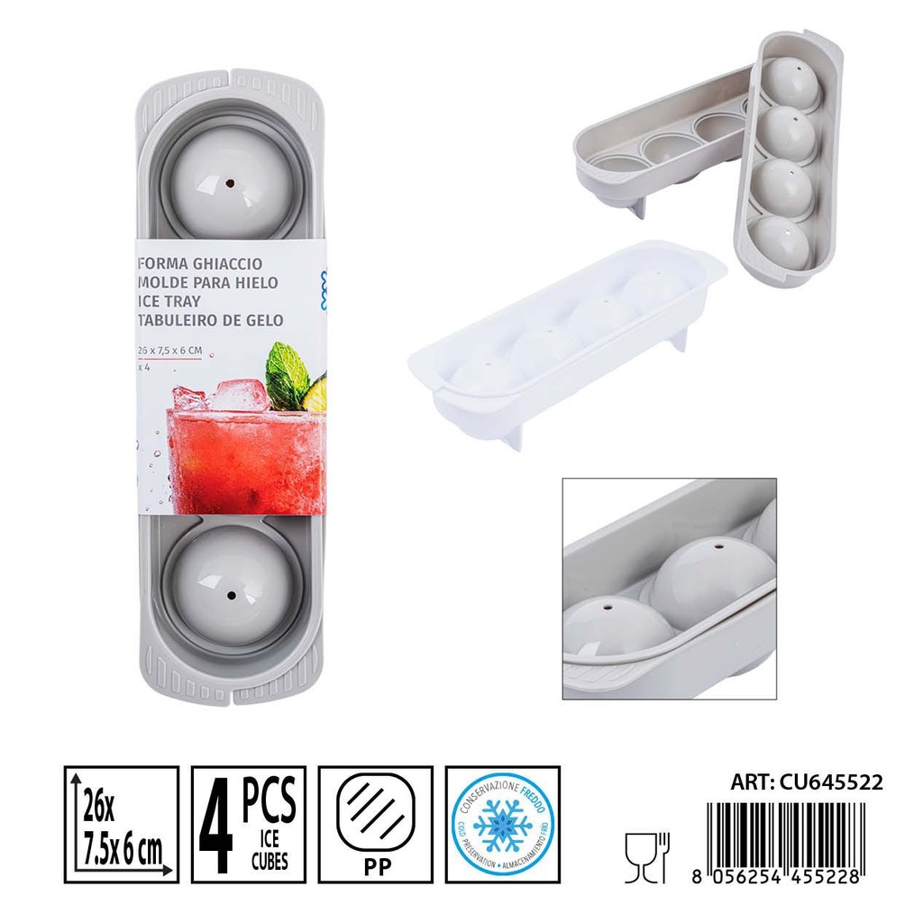 Molde para hielo 4 cubitos 26x7.5x6 cm - Accesorios de cocina y moldes de hielo