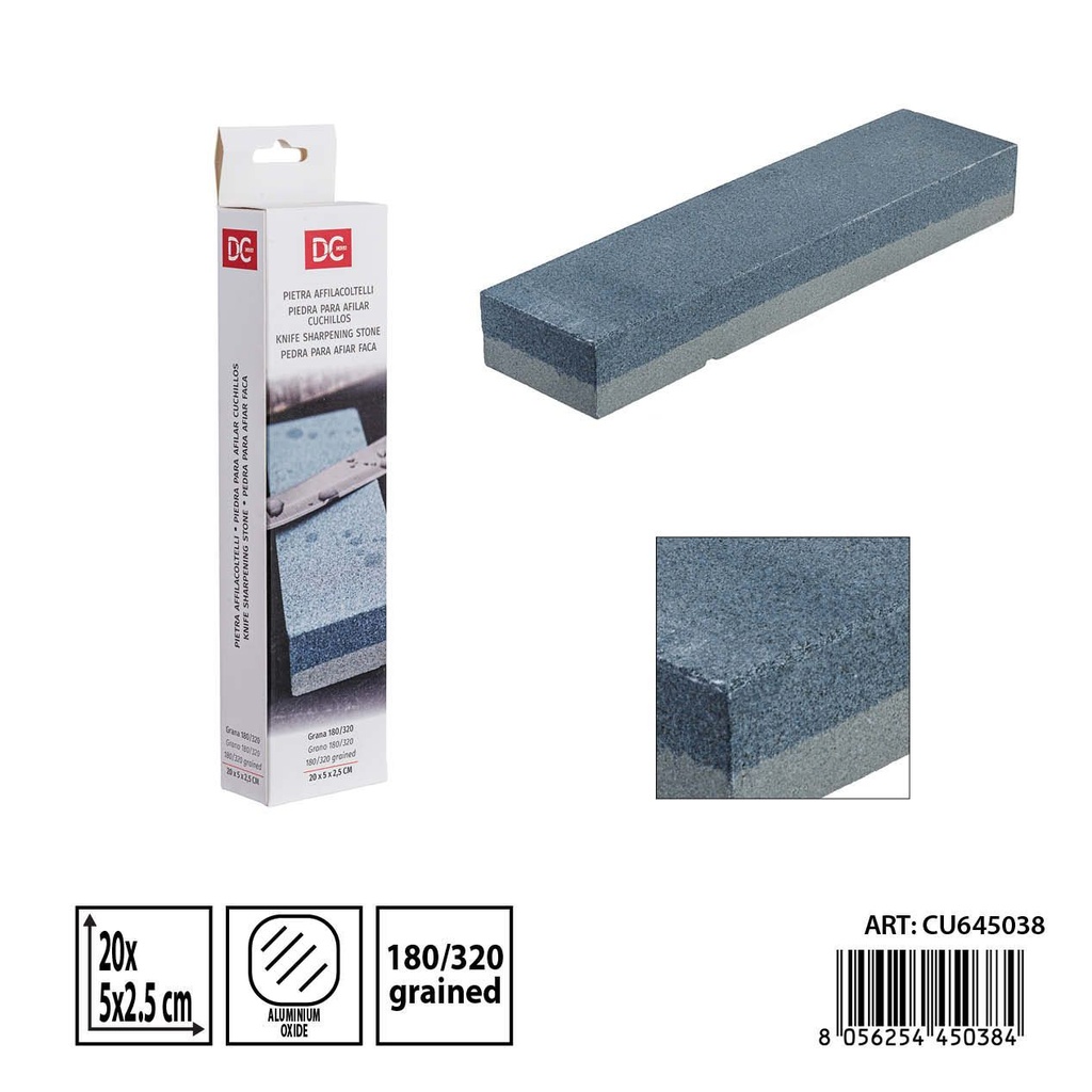 Piedra para afilar cuchillos 20x5x2.5cm 180/320 - Utensilios de cocina y herramientas