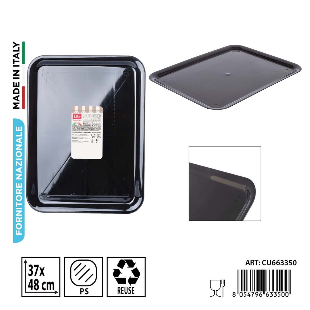 Bandeja de plástico Paperino negra 37x48 cm - Accesorios para pasteles