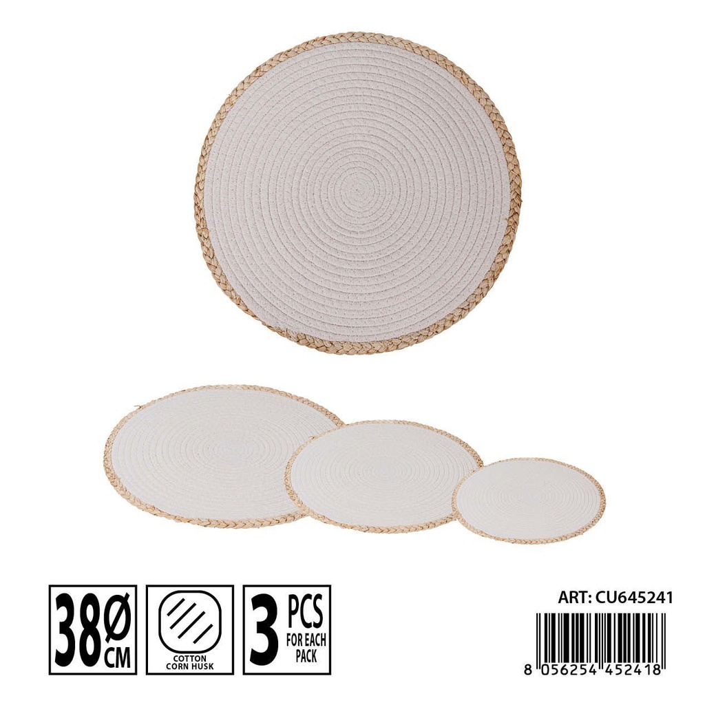 Salvamanteles redondo de cuerda de algodón 38 cm - Accesorios de mesa