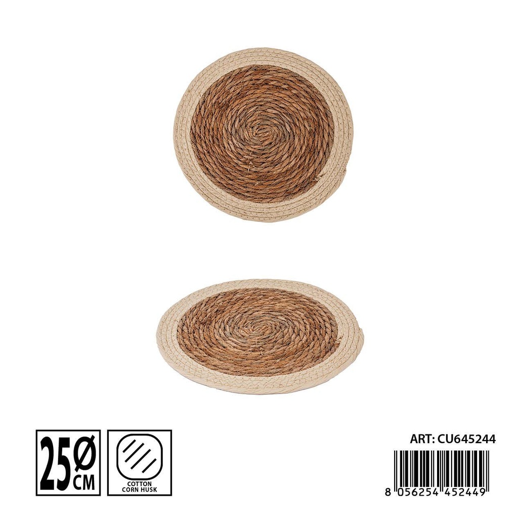 Salvamanteles redondo de cuerda de algodón 25 cm - Accesorios de mesa