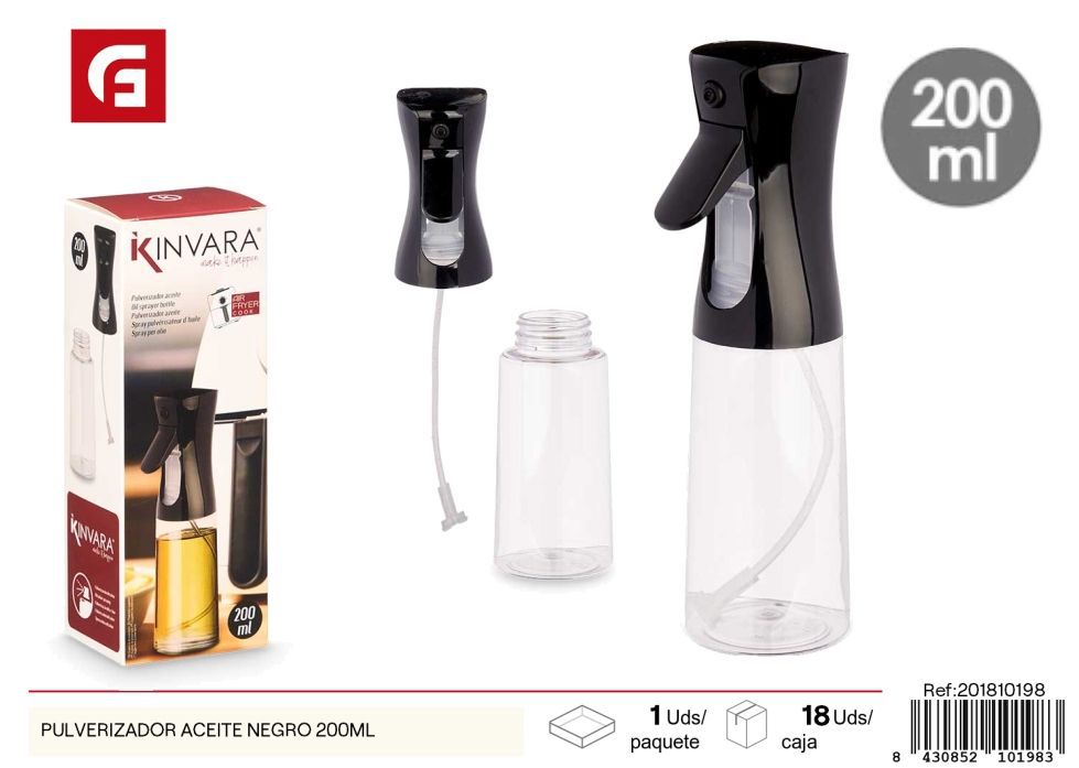 Pulverizador aceite negro 200 ml - Utensilios de cocina