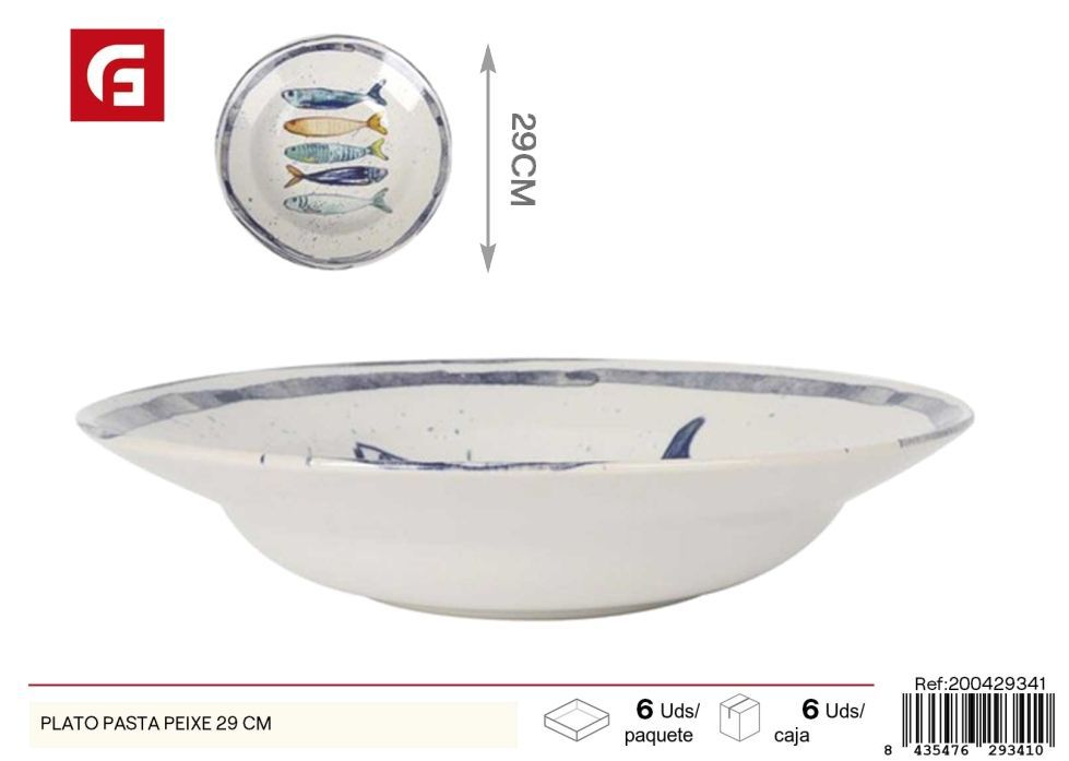 Plato de pasta en forma de pez 29 cm - Vajilla de vidrio y cerámica decorativa