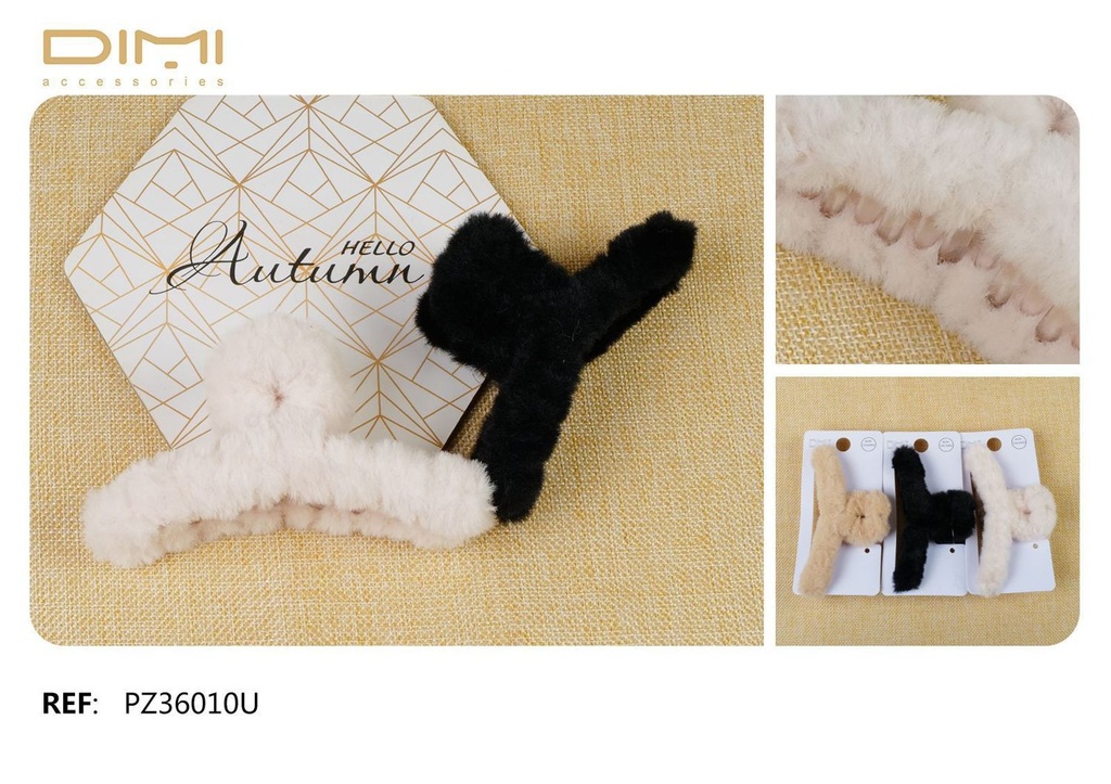 Pinza de pelo de peluche (12 u) - Accesorios para el cabello divertidos