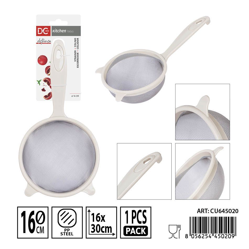 Colador de malla de acero 16x30 cm - Utensilios de cocina y herramientas