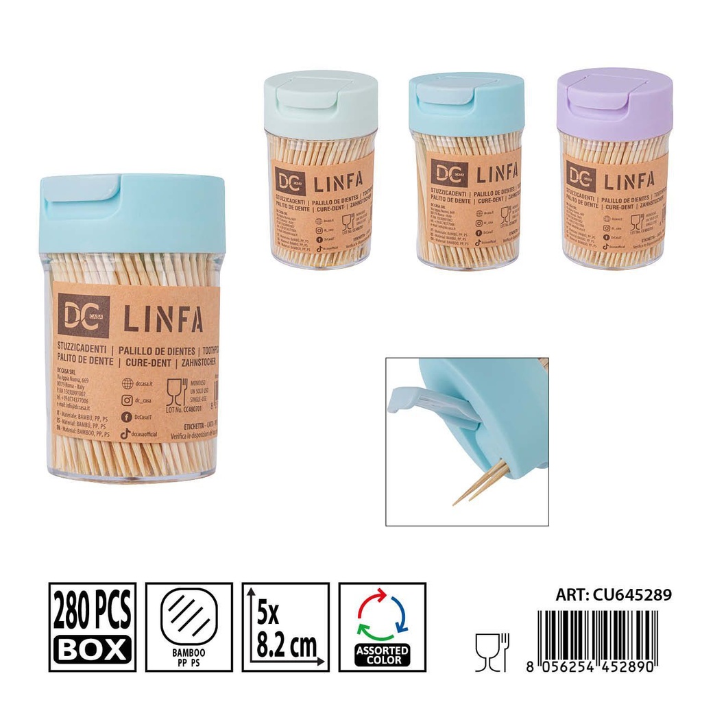 Palillos de dientes de bambú 280 piezas 5x8.2cm - Utensilios de cocina y accesorios