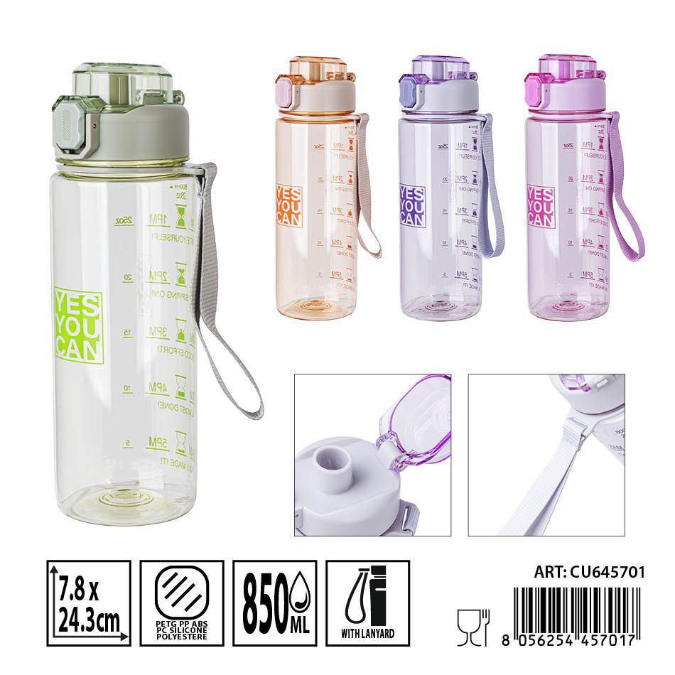 Botella de plástico transparente 850 ml - 7.8 x 24.3 cm