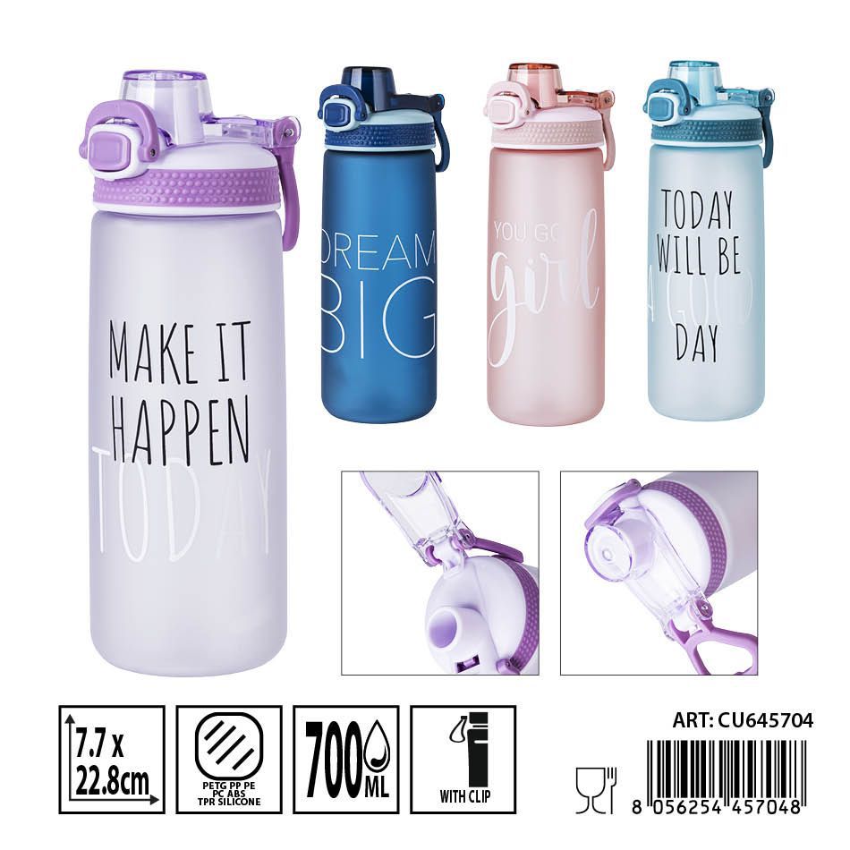 Botella de plástico mate 700 ml - 7.7 x 22.8 cm