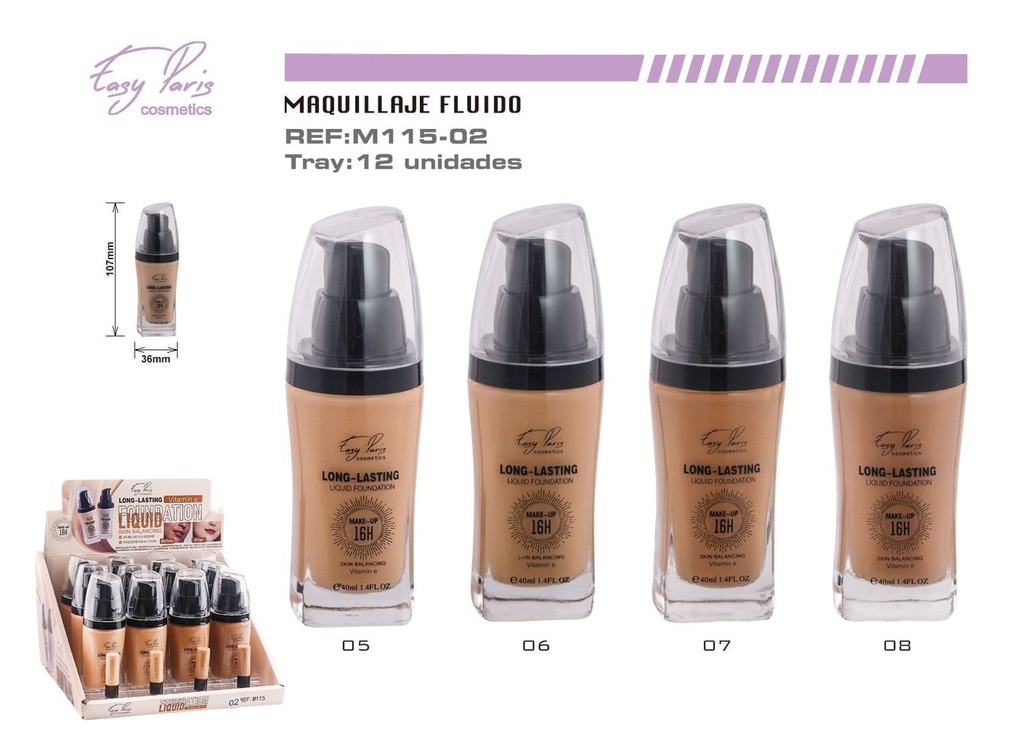 Base de maquillaje líquida con vitamina E 12 unidades - Cosmética y maquillaje