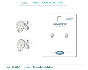 Pendiente de acero color plateado - Joyería y bisutería