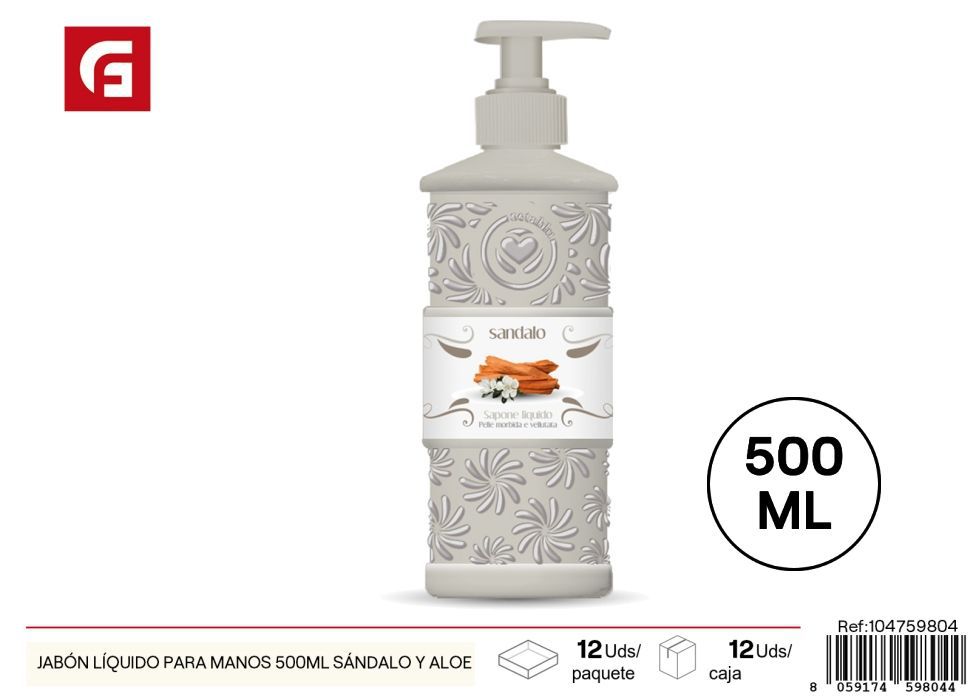 Jabón líquido para manos 500ml sándalo y aloe - Higiene personal