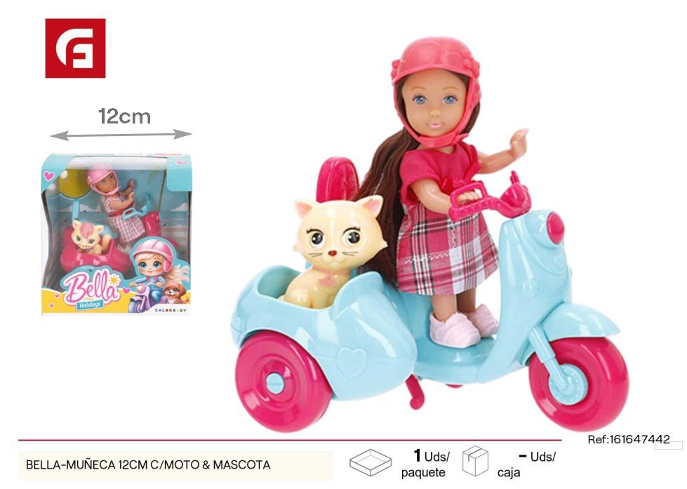 Muyeca Bella de 12cm con moto y mascota - Juguetes de moda