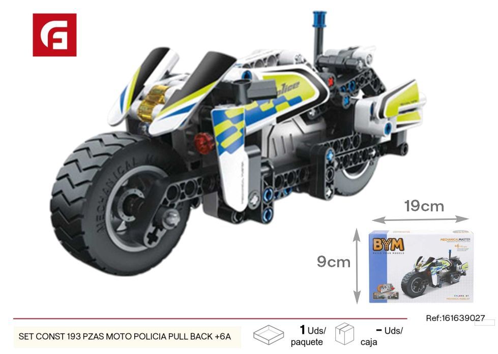 Set de 193 piezas moto de policía de retroceso 6 años+ - Juguetes educativos
