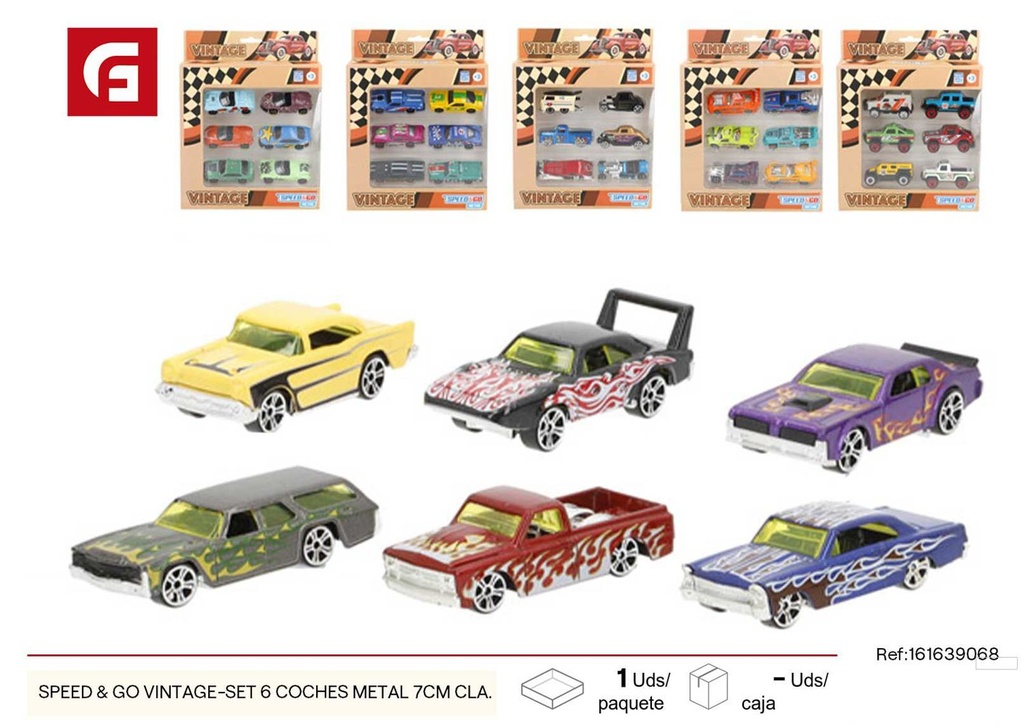Set de 6 coches de carreras metálicos de 7 cm - Juguetes y coches de juguete