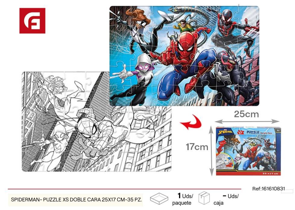Puzzle XS doble cara Spiderman 25x17 cm 35 piezas - Juguetes y rompecabezas