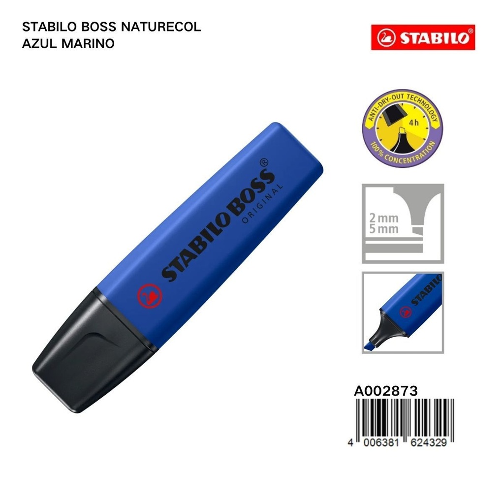 Marcador fosforescente STABILO azul profundo 2/5 mm - Papelería y artículos de oficina