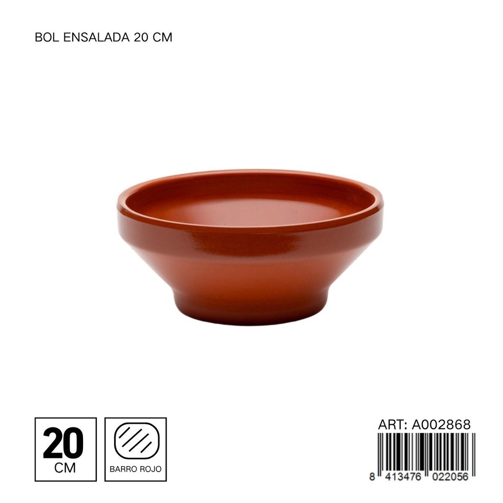 Bol castellano de barro 20 cm - Utensilios de cocina y vajillas de barro