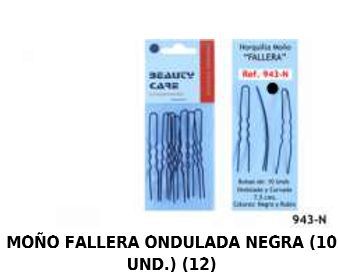 HORQUILLA para moñitos falleros ondulados negros - Pack de 10 unidades