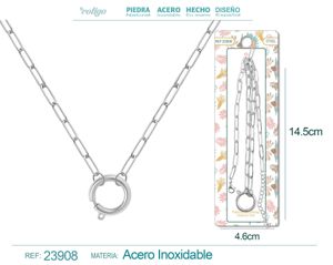Cadena de acero plateado para collar para charm