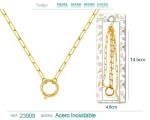 Cadena de acero dorado para collar para charm