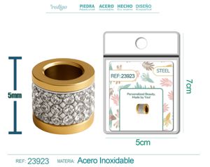 Charm de acero dorado de 6mm con agujero de 3mm y circonita para cadena de serpiente