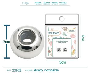 Bola plana de acero plateado de 6mm con goma para fijar charm en cadena de serpiente
