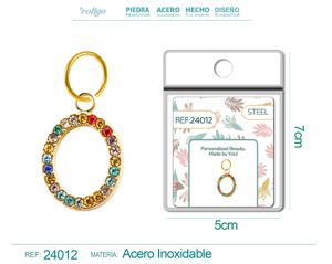 Charm de letra O de acero dorado con circonita
