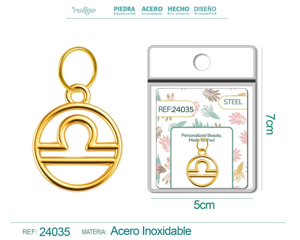 Charm de zodiaco Libra de acero dorado