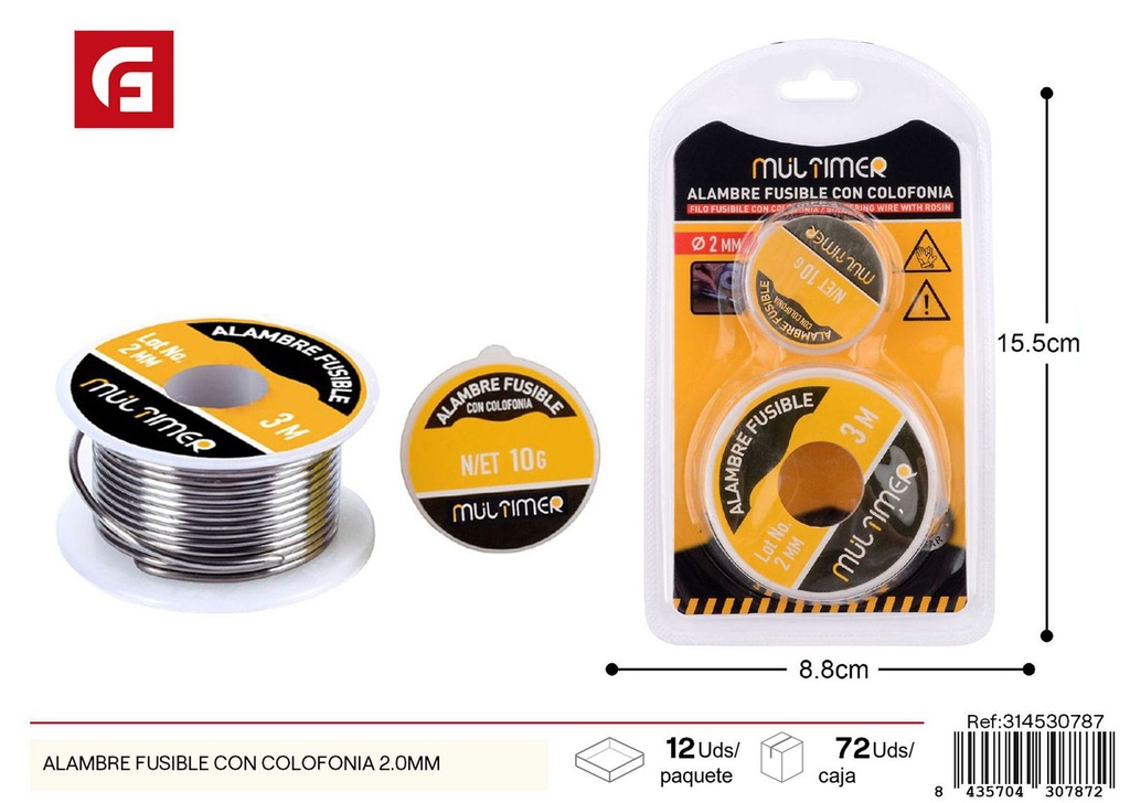 Alambre fusible con colofonia 2.0 mm - Herrajes y accesorios de ferretería