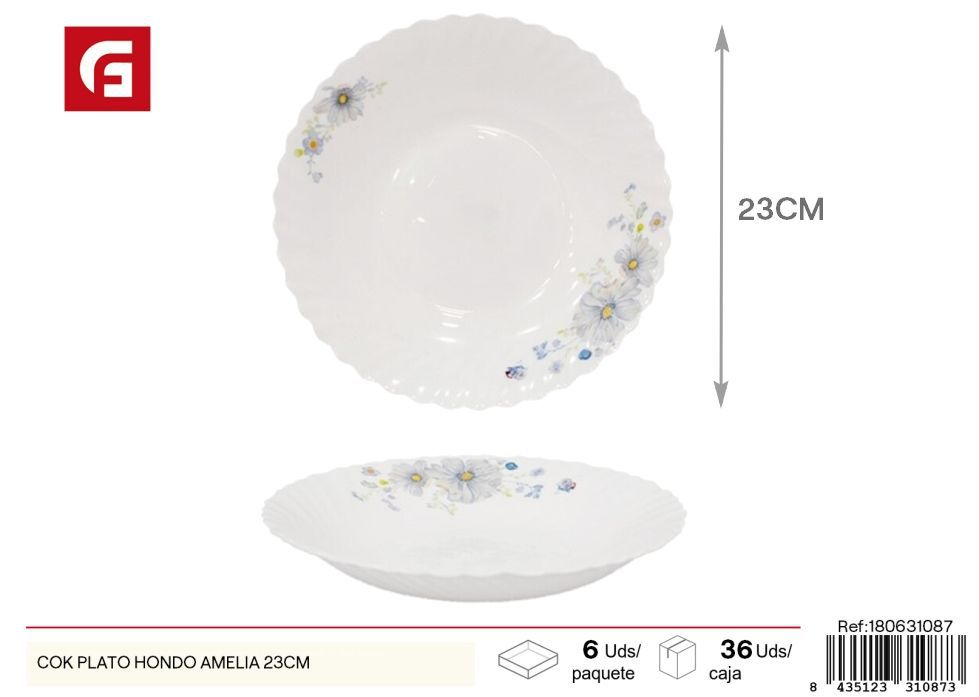 Plato hondo Amelia 23 cm - Vajilla decorada