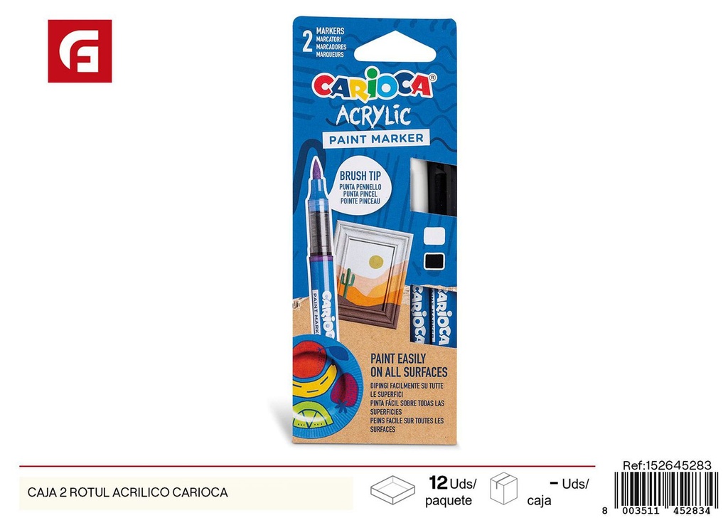 Caja de 2 rotuladores acrílicos Carioca - Material escolar y arte
