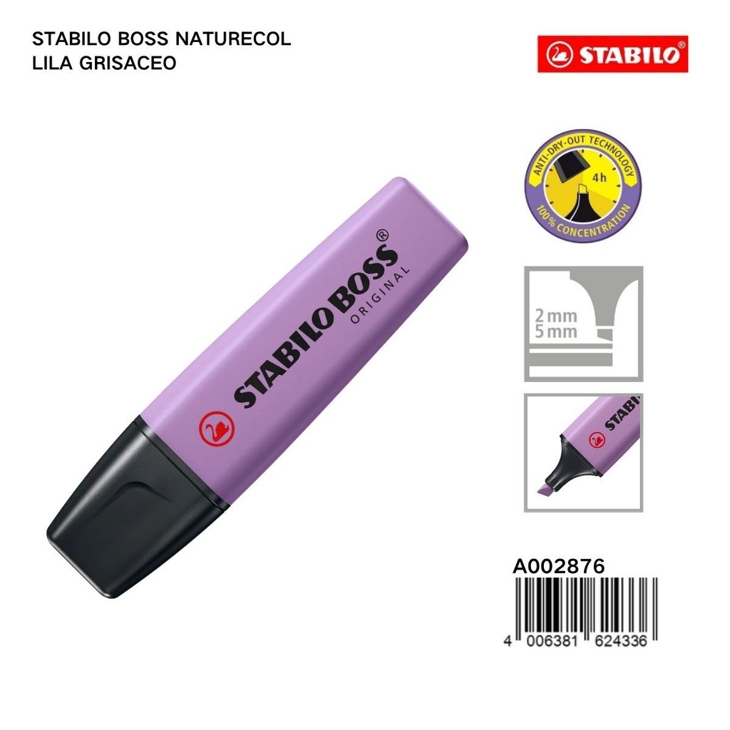 Resaltador Stabilo Boss Naturecolor Lila Grisáceo 2/5mm - Papelería y útiles escolares