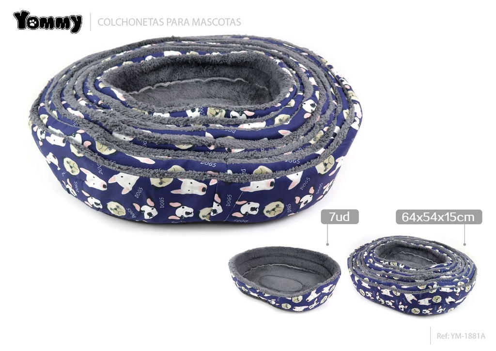 Conjunto de 7 piezas de lona azul y peluche para mascotas 64x54x15 cm - Accesorios para el cuidado de mascotas
