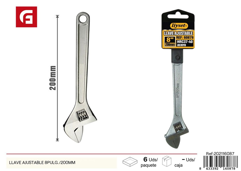  llave ajustable 8 pulgadas / 200 mm - Herramientas de ferretería