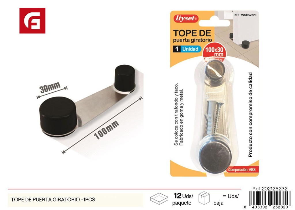  Tope de puerta giratorio 1 unidad - Accesorios ferreteros