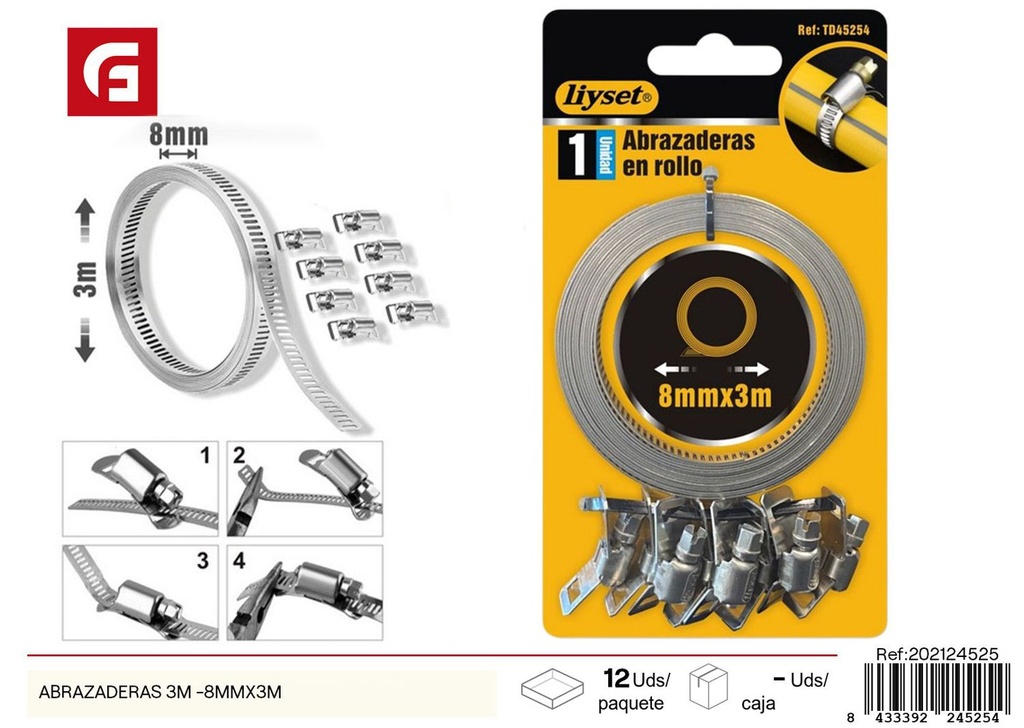 Abrazaderas 3M - 8mm x 3m - Accesorios ferretería y herrajes
