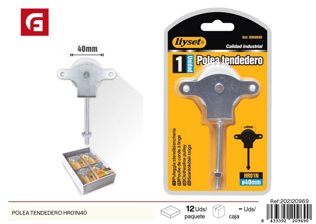 Polea tendedero HR01N40 - Accesorios de ferretería y poleas