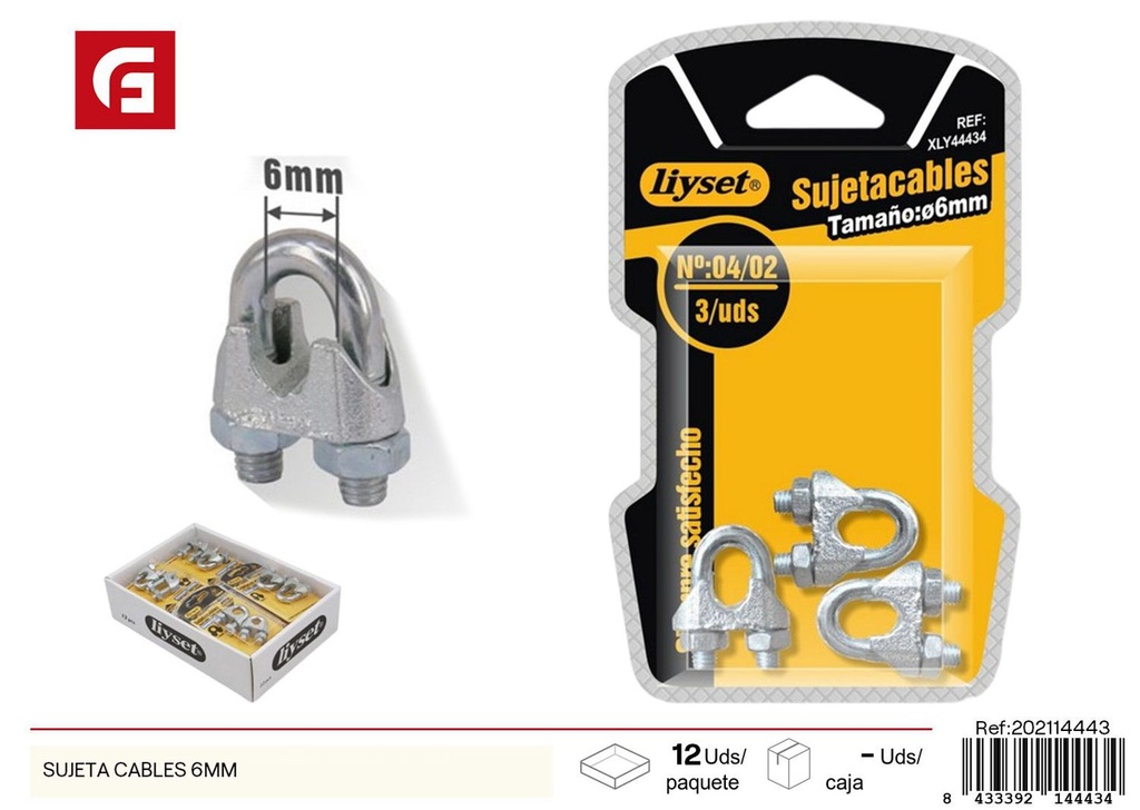Sujeta cables 6mm - Accesorios de ferretería y bridas de metal