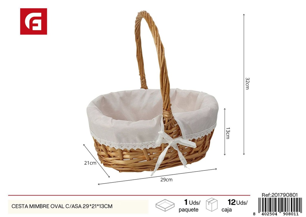 Cesta mimbre oval c/asa 29*21*13cm - Decoración del hogar y cestas de mimbre