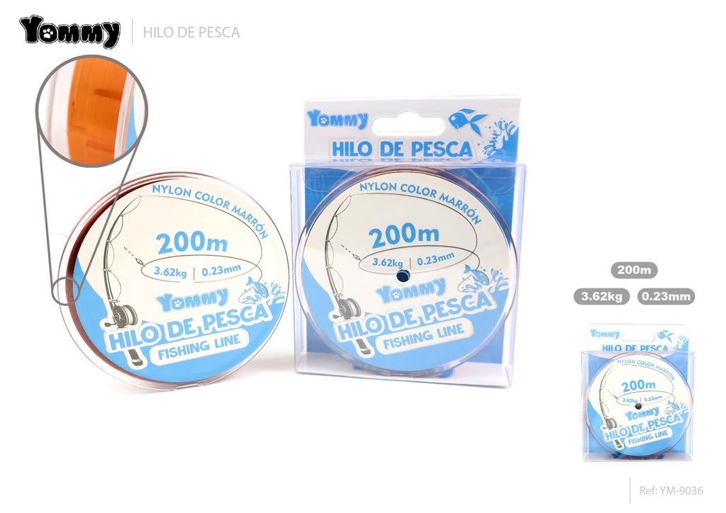Hilo de pesca nylon marrón 0.23mm x 200m - Accesorios de pesca