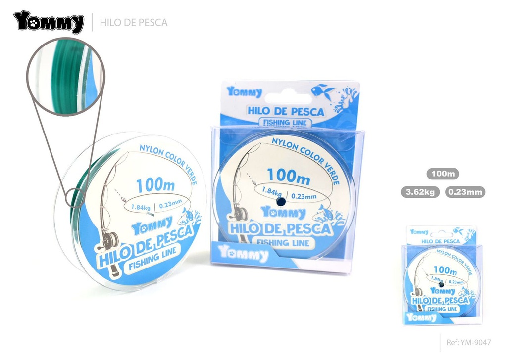 Hilo de pesca nylon verde 0.23mm x 100m - Accesorios de pesca