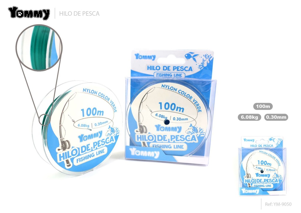 Hilo de pesca nylon verde 0.30mm x 100m - Accesorios de pesca