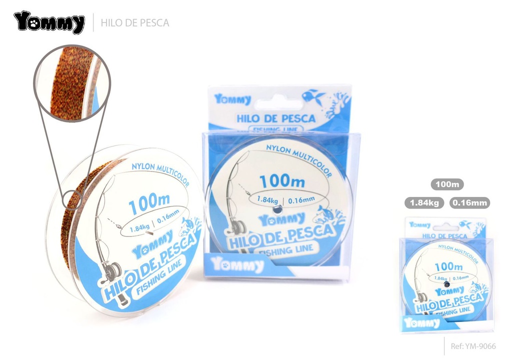 Hilo de pesca nylon manchado 0.16mm x 100m - Accesorios de pesca